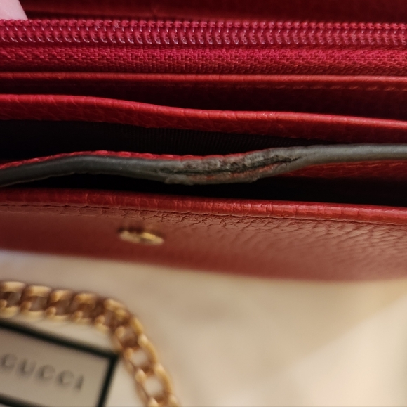 Gucci Interlocking GG Icon Red Leather Wallet on Chain - Picture 8 of 8